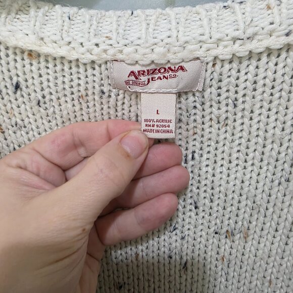 Arizona Jean Co Oversized Cable Knit Cardigan Sweater Womens L Cream - Picture 5 of 7